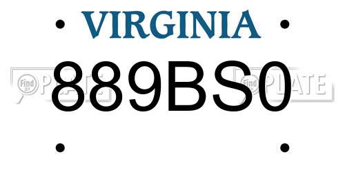889BS0 Virginia License Plate