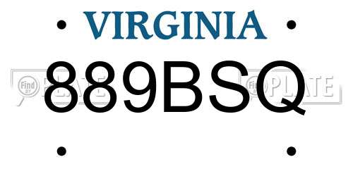 889BSQ Virginia License Plate