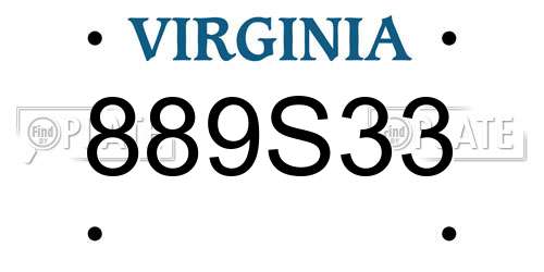889S33 Virginia License Plate