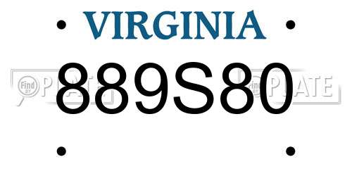 889S80 Virginia License Plate
