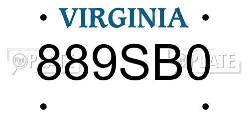 889SB0 Virginia License Plate