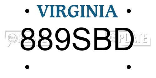 889SBD Virginia License Plate