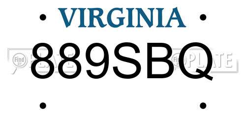 889SBQ Virginia License Plate