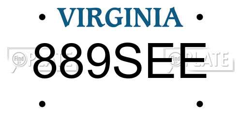 889SEE Virginia License Plate