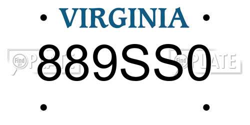 889SS0 Virginia License Plate