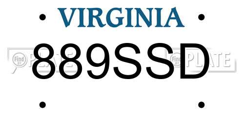 889SSD Virginia License Plate