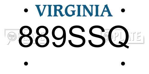 889SSQ Virginia License Plate