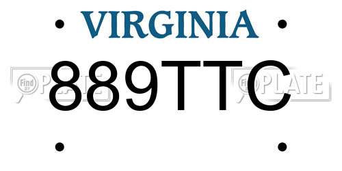 889TTC Virginia License Plate