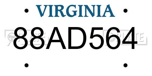 88AD564 Virginia License Plate