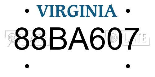 88BA607 Virginia License Plate