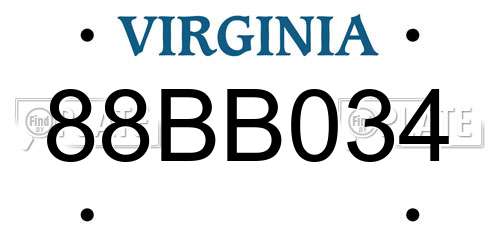 88BB034 Virginia License Plate