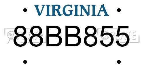 88BB855 Virginia License Plate