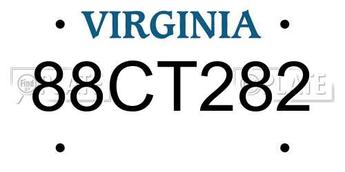 88CT282 Virginia License Plate