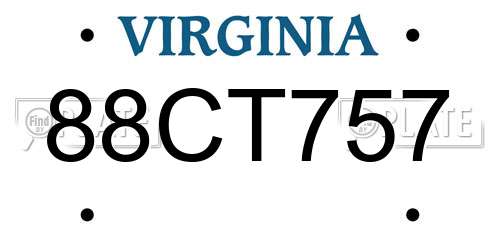 88CT757 Virginia License Plate