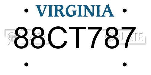 88CT787 Virginia License Plate