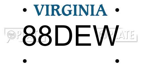 88DEW Virginia License Plate