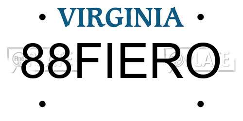 88FIERO Virginia License Plate