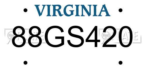 88GS420 Virginia License Plate