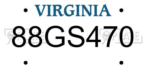 88GS470 Virginia License Plate