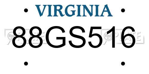 88GS516 Virginia License Plate
