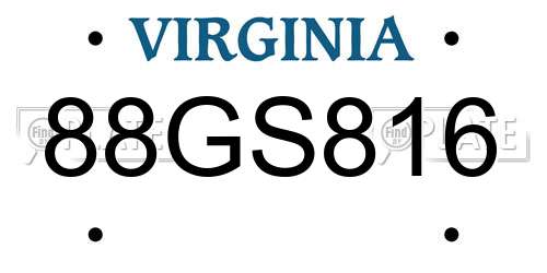 88GS816 Virginia License Plate