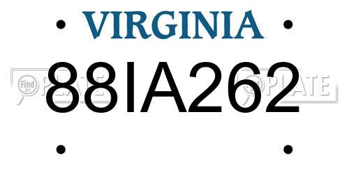 88IA262 Virginia License Plate