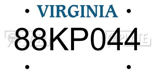 88KP044 Virginia License Plate