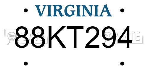 88KT294 Virginia License Plate