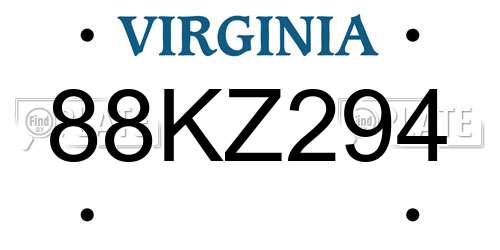 88KZ294 Virginia License Plate
