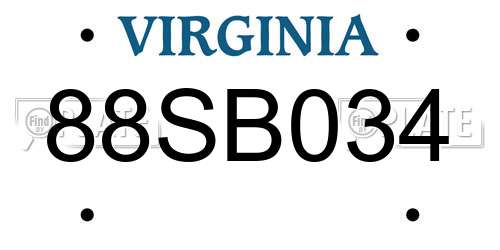 88SB034 Virginia License Plate
