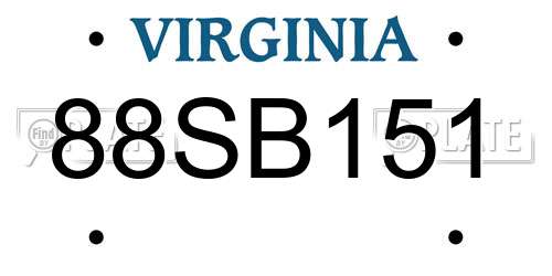 88SB151 Virginia License Plate