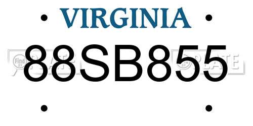 88SB855 Virginia License Plate