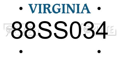 88SS034 Virginia License Plate