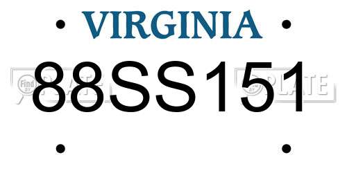88SS151 Virginia License Plate