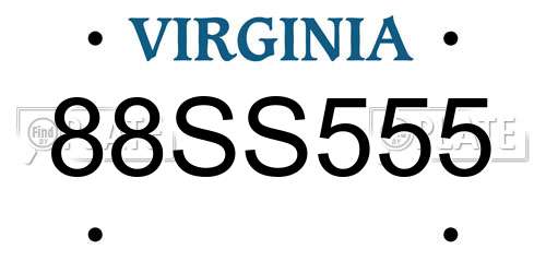 88SS555 Virginia License Plate