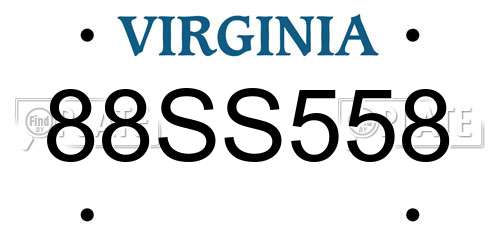 88SS558 Virginia License Plate