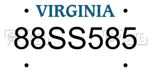 88SS585 Virginia License Plate