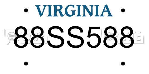 88SS588 Virginia License Plate