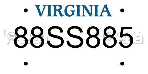 88SS885 Virginia License Plate