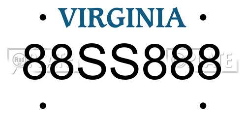 88SS888 Virginia License Plate