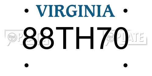 88TH70 Virginia License Plate