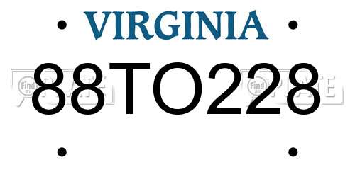 88TO228 Virginia License Plate