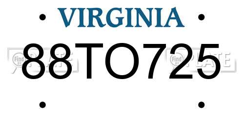 88TO725 Virginia License Plate