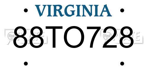 88TO728 Virginia License Plate