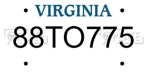 88TO775 Virginia License Plate