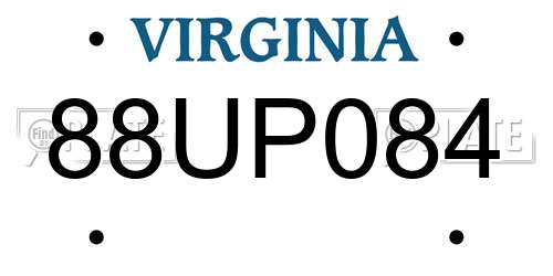 88UP084 Virginia License Plate