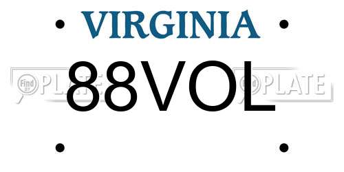 88VOL Virginia License Plate