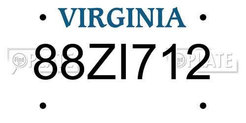 88ZI712 Virginia License Plate