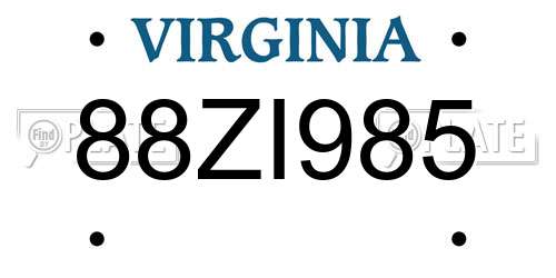 88ZI985 Virginia License Plate