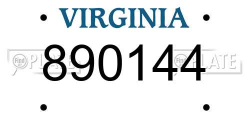 890144 Virginia License Plate